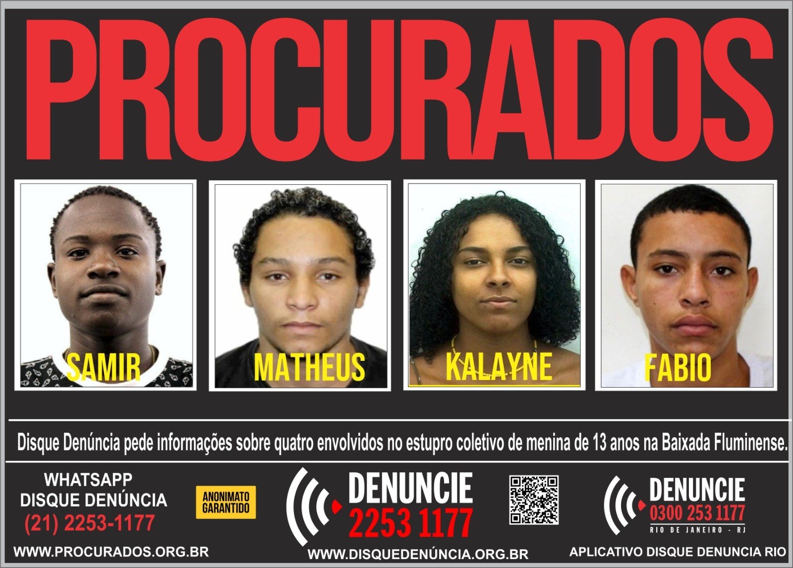 Estupro coletivo na Baixada Fluminense: polícia procura adolescente e quatro maiores